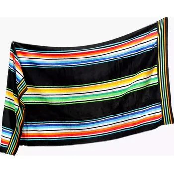 Osuška Velká plážová osuška - pruhy na černé - 100x180