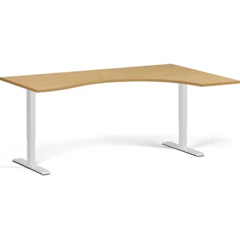 Psací stůl B2B Partner Ergonomický výškově nastavitelný stůl. 180x120 cm, 2 motory, L/P, bílá podnož, buk