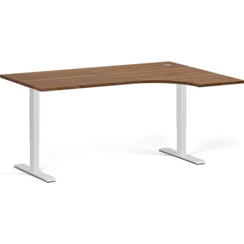 Psací stůl B2B Partner Rohový výškově nastavitelný stůl, 160x120 cm, 2 motory, L/P, bílá podnož, ořech