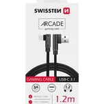 SWISSTEN Arcade Textile USB-A/USB-C napájecí kabel 1,2m černý