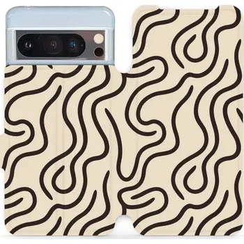 Pouzdro na mobilní telefon Flipové pouzdro Mobiwear - Google Pixel 8 Pro - VA60S Linky (Knížkové flip pouzdro, obal, kryt na mobil Google Pixel 8 Pro - VA60S Linky, materiál Umělá kůže + TPU - ochrana 360°, stojánek, silikonová vanička, magnetické zavírání)