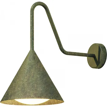 Venkovní osvětlení Il Fanale Cone, venkovní nástěnné svítidlo antická mosaz/bílé sklo, 1xE27 max 15W, prům. 25cm, výška 40cm, IP55