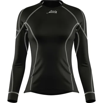 Dámské funkční triko s dlouhým rukávem CONTRAST černá Bamboo Heavy - Bílá / XS