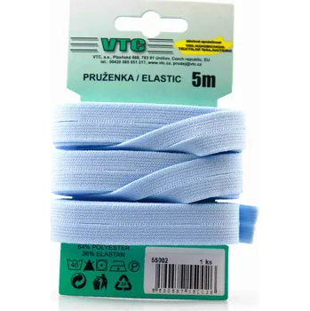 Textilní guma Pro Háčkování Pruženka dírková 15 mm světle modrá 5 m