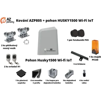 Pohon brány Sada kování AZP805 + pohon Husky1500 Wi-fi IoT až do 5,5 m průjezdu