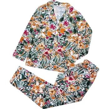 Pánské pyžamo Dámské pyžamo 175/061 oranžovofialové květiny - Karol 4XL