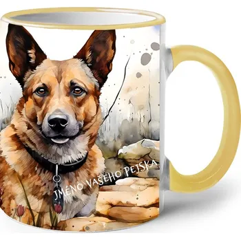 Keramický hrnek Australský honácký pes, Barva Žlutá, Velikost 330 ml, Canvas Keramický hrnek s barevným uchem 2613