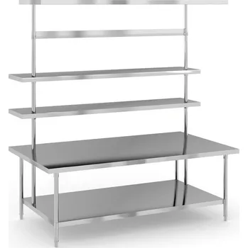 Dílenský stůl B2B Partner Nerezový pracovní stůl s nástavbou, 1800 x 1050 x 2100 mm