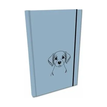 Set školních potřeb Notes A5 z gumką gładki Soft Touch Pies niebieski