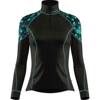 Dámské funkční triko dlouhý rukáv se zipem BIRD černá Bamboo Light New - Azurová / XL