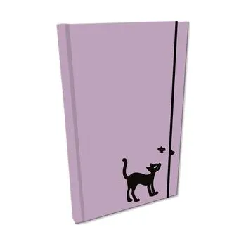 Set školních potřeb Notes A5 z gumką gładki Soft Touch Kot fiolet