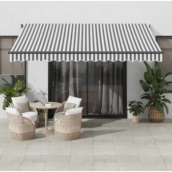 Stínicí technika vidaXL Ručně zatahovací markýza 400 x 350 cm [3069178] Barva: Antracitová a bílá