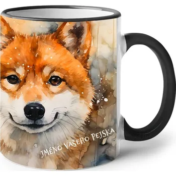 Keramický hrnek Shiba-Inu, Barva Černá, Velikost 330 ml, Canvas Keramický hrnek s barevným uchem Bezvatriko.cz 2592