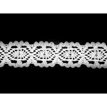 Krajka Bavlněná krajka, 30 mm, bílá, 10m/bal.