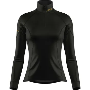 Dámské funkční triko dlouhý rukáv se zipem METALLIC černá Bamboo Heavy - Černá / XXL