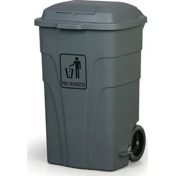 Odpadkový koš B2B Partner Plastový odpadkový koš na kolečkách, 120 l, šedý