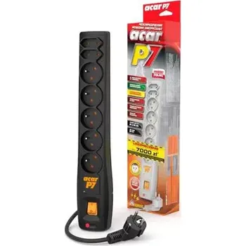 Přepěťová ochrana Rozvodný panel ACAR P7/3m 5+2x220V černý+přep.ochr