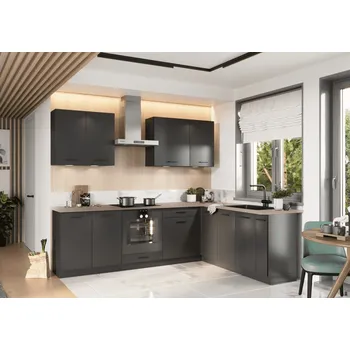 Artstolk Rohová kuchyňská linka ANIKA B | 200-260 cm grafit Provedení: s pracovní deskou