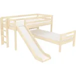 Domestav - DOMINO Zvýšené jednolůžko Elko posuvné dělené čelo levé zábrana A buk cink, olejovaný