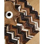 Koberec černá béžová hnědá hovězí kůže 160 x 230 cm patchwork krátký vlas cik cak elegantní ručně vyrobený obdélníkový Beliani