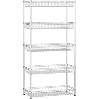 Dílenský regál Drátěný regál s košovými policemi, 1800 x 900 x 450 mm, 5 polic