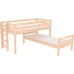 Domestav - DOMINO Zvýšené jednolůžko Elko posuvné dělené čelo levé zábrana D buk cink, olejovaný