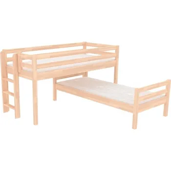 Ložnice Domestav - DOMINO Zvýšené jednolůžko Elko posuvné dělené čelo levé zábrana D buk cink, olejovaný