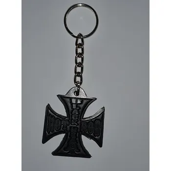 Klíčenka BLACK HEART HOT ROD CROSS LEATHER BROWN