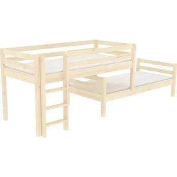 Postel Domestav DOMINO - Zvýšené jednolůžko posuvné zábrana A buk cink, mořený