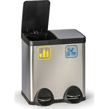 Odpadkový koš Nášlapný koš na tříděný odpad, 2x20 l, nerezový