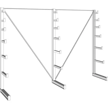 Dílenský regál META Konzolový regál stromečkový, jednostranný, 150 kg, 2000 x 2700 x 590 mm