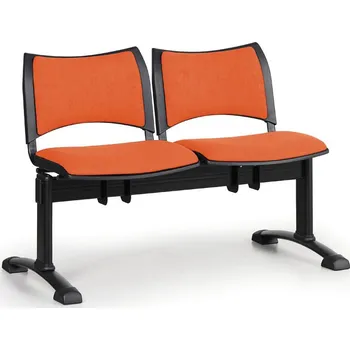 Čalouněné lavice do čekáren SMART, 2-sedák, oranžová, černé nohy