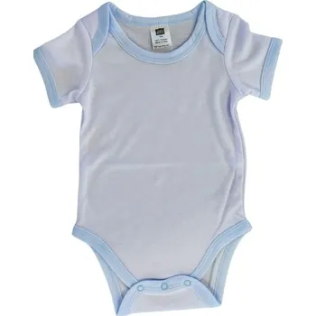 Kojenecký body Kojenecké body s krátkým rukávem - bílé s modrými lemy - M (3 - 6 měsíců) sublimace termotransfer