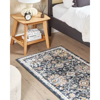Koberec Koberec modrý a béžový 80 x 150 cm orientální vzor ošuntělý efekt obývací pokoj ložnice Beliani