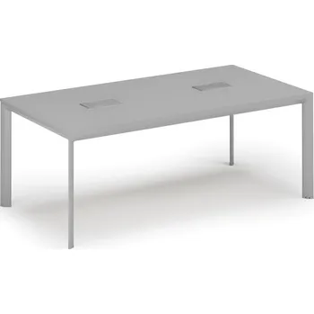 Kancelářská sestava Jednací stůl PRIMO INVITATION, 200x100 cm, šedá + 2x stolní zásuvka TYP II, stříbrná