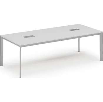 Psací stůl Jednací stůl PRIMO INVITATION, 240x120 cm, bílá + 2x stolní zásuvka TYP III, stříbrná