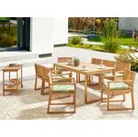 9dílná zahradní jídelní souprava z lehkého akátového dřeva 8 židlí s šedými polštáři Beliani