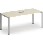 Jednací stůl PRIMO SQUARE, 180x80 cm, bříza + stolní zásuvka TYP II, stříbrná