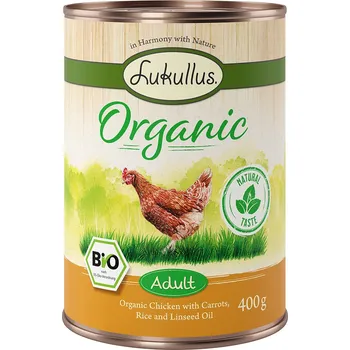 Krmivo pro psa 6x400g Lukullus Organic Adult kuřecí s mrkví (bez lepku)