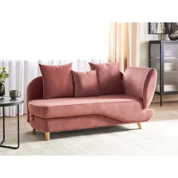 Pohovka Lenoška světle šedá látkou čalouněná pravostranná s úložným prostorem a polštáři obývák ložnice chodba Beliani