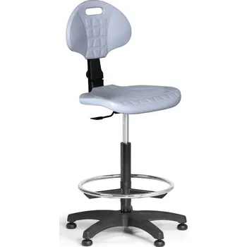 Pracovní židle PUR bez područek, asynchronní mechanika, kluzáky, šedá