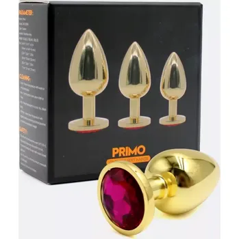 Anální kolík Sada zlatých análních kolíků Primo se šperkem