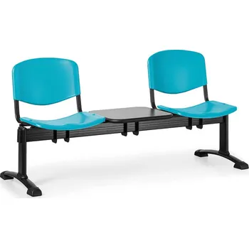 EUROSEAT Plastová lavice do čekáren ISO, 2-sedák, se stolkem, zelená, černé nohy
