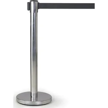 Plotový sloupek Zahrazovací sloupek se samonavíjecím pásem, nerez leštěný/černý