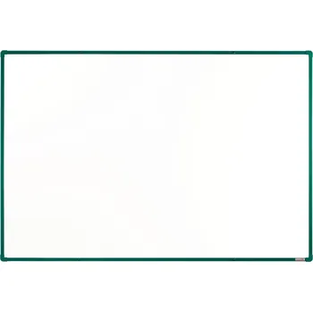 boardOK Bílá magnetická popisovací tabule s keramickým povrchem boardOK, 1800 x 1200 mm, zelený rám