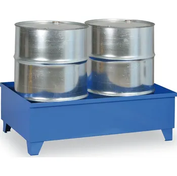 Nářadí na výměnu oleje Kovona Záchytná vana na nohách pro 2 sudy, objem 240 L, modrá