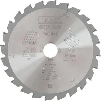 Pilový kotouč DeWALT DT4310 Pilový kotouč Extreme 216 x 30 mm na řezání dřeva, 24 zubů, ATB -5 ° free_store_pickup