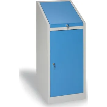 Policová skříň KOVOS Dílenská policová skříňka na nářadí s pultem KOVOS, 3 police, perforované dveře, 500 x 500 x 1300 mm