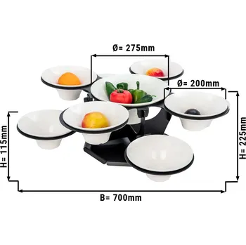 Vinotéka G.Gastro Rotating Buffet Stand – Stainless Steel & Melamine - 9 Bowls 8×Ø20+1×Ø28 - Black