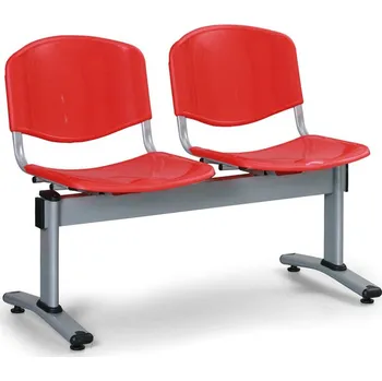 Plastová lavice do čekáren VERONA, 2 místa, červená